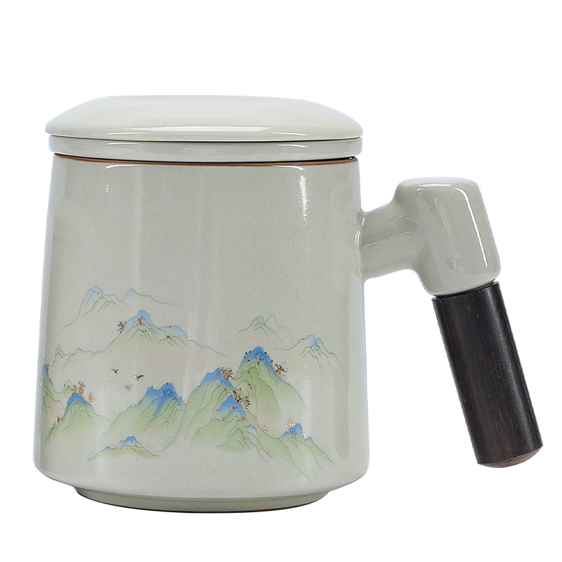 高档礼盒汝窑办公杯陶瓷大容量茶茶杯