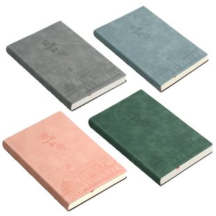 梦瑾本子笔记本商务记事本2024新款高颜值简约ins风大学生日记本a5办公软皮面工作会议记录本绿色平摊高级