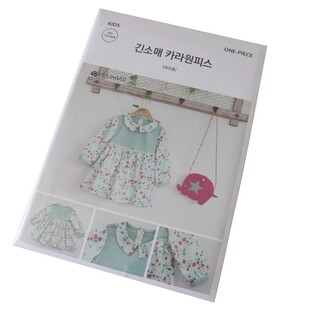 韩国进口图纸CottonVill纸样图样手工儿童长袖领连衣裙带大象C029