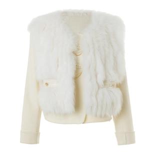 【商场同款】MAXRIENY冰雪美人皮草狐狸毛皮拼接羊毛双面呢外套