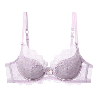 法式蕾丝大胸显小防下垂文胸套装