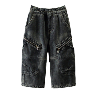 男童加绒冬装牛仔裤2025新款儿童冬季韩版裤子男孩洋气宽松工装裤