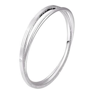 中国珠宝莫比乌斯足银手镯新款双环四叶草实心镯子新年礼物送女友