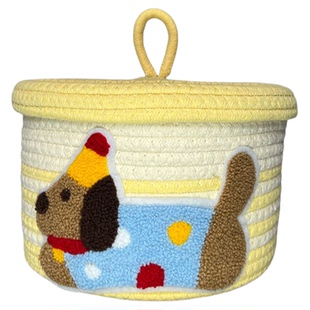 腊肠狗棉绳壁挂挂篮手工编织家用收纳筐壁挂篮子家用收纳整理筐