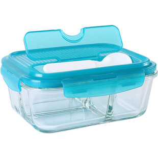 乐扣乐扣玻璃分隔分格饭盒家用保鲜盒耐热微波男女士工作带餐盒