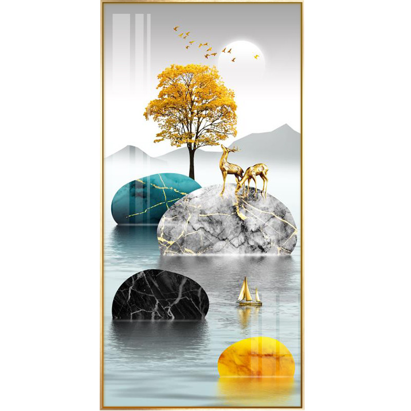 入户玄关装饰画简约竖版晶瓷画