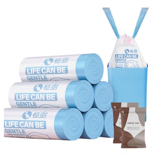 抽绳垃圾袋家用加厚大号印花厨房i一次性手提式塑料袋商用清洁袋