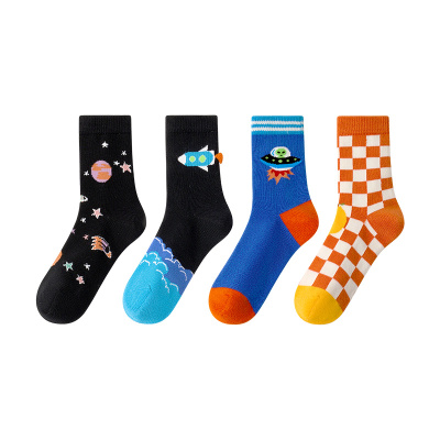 小龙人无骨女童袜子秋冬棉袜纯色