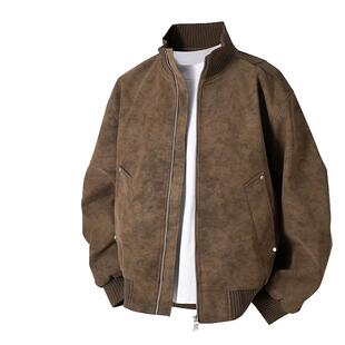 美拉德复古立领皮衣男春季痞帅防风防水机车外套高级感棒球服夹克