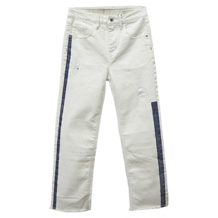 减龄时尚ABLE JEANS白色牛仔裤春夏款女直筒裤休闲高腰弹力九分裤