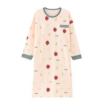 【浪莎】纯棉带胸垫睡裙女长袖