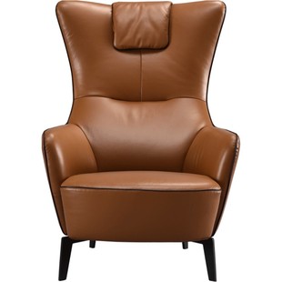 北欧真皮沙发椅客厅单人椅子简约现代老虎椅休闲椅单椅高背椅皮椅