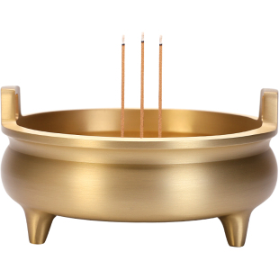 黄铜香炉全铜黄铜家用室内供香大号三足上香炉线香炉插香炉香薰炉
