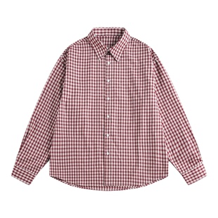 悟空有货潮牌美式格子长袖衬衫男女春季宽松cleanfit百搭纯棉衬衣