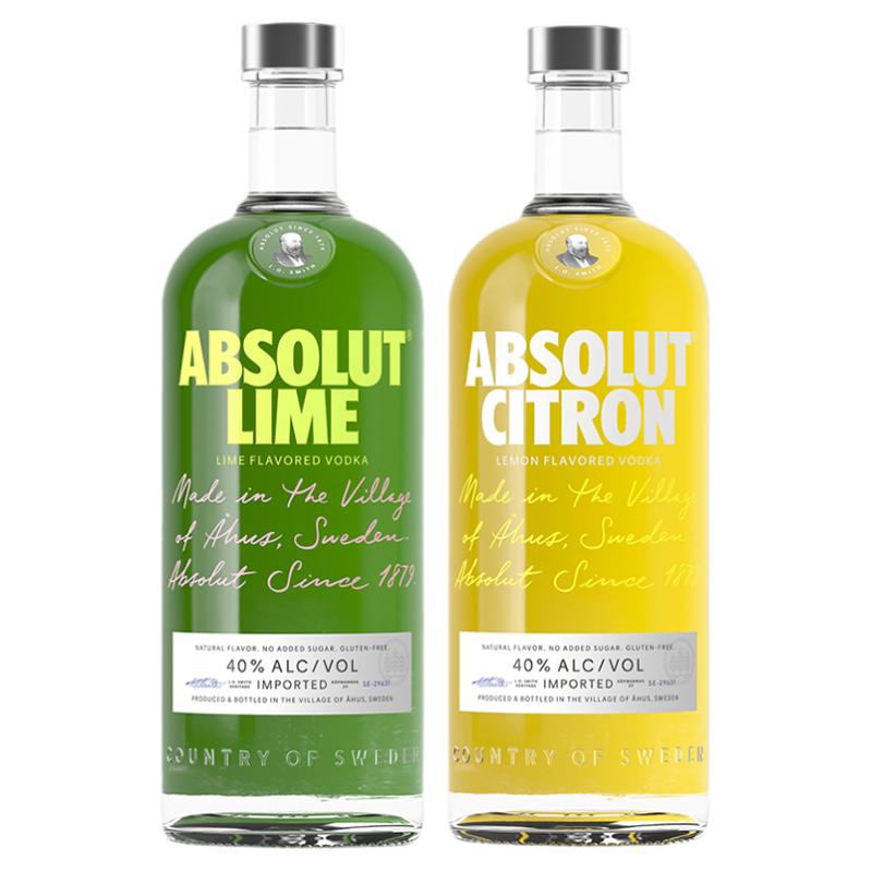 绝对伏特加酒柠檬味700mlx2瓶