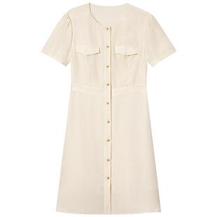 【真丝】诗篇专选十字纹桑波缎提花小香风真丝连衣裙2025夏款