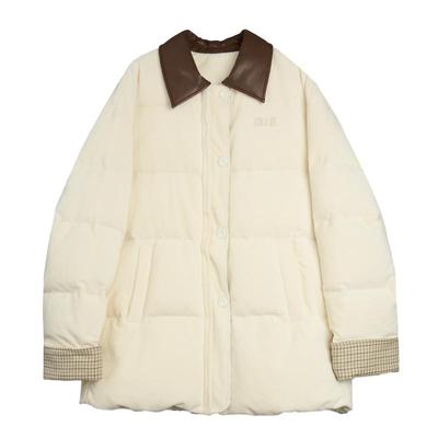 ELLE90白鸭绒拼接撞色轻薄羽绒服