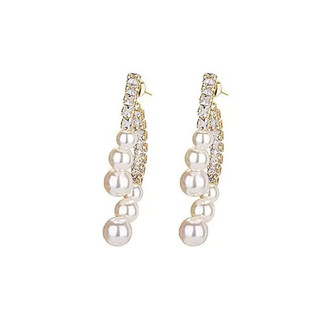 925银针法式交叉珍珠镶钻耳环女轻奢高级感耳钉小众气质百搭耳饰