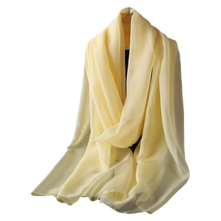 2025新款丝巾女士春秋冬季围脖妈妈保暖围巾鹅黄色大披肩外搭纱巾