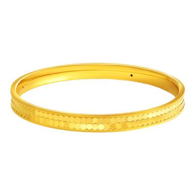 老庙黄金足金万花筒碎碎冰手镯5D工艺精致轻奢简约乾坤圈礼物