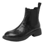 星期六秋冬女靴英伦马丁靴女靴圆头时尚中跟短筒短靴子时装靴