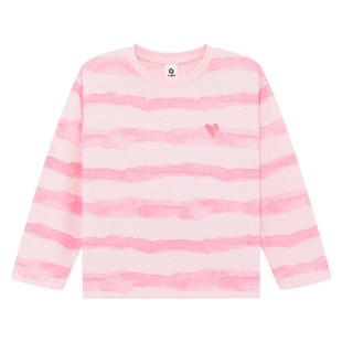 左西女童长袖t恤2026新款春装儿童纯棉上衣大童女粉色打底衫春季