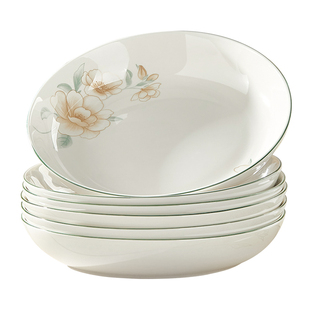 景德镇盘子家用菜盘陶瓷中式小清新高颜值可微波餐具碗菜盘碟家用