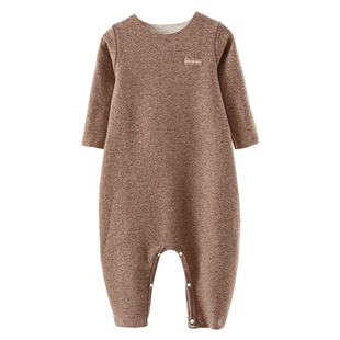 儿童德绒连体睡衣秋冬男童长袖加绒女童连体衣保暖家居服春季爬服