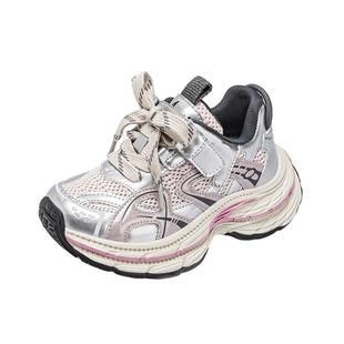 安奈儿女童老爹鞋2025新款秋冬加绒二棉女孩中大童儿童鞋子运动鞋