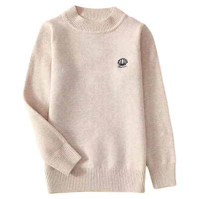 儿童纯棉针织打底衫男女童一体绒