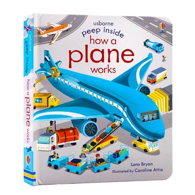 英文原版正版 Usbrone偷偷看系列 飞机的工作原理 Peep Inside How A Plane Works 飞机科普翻翻书 英语启蒙绘本洞洞书纸板书