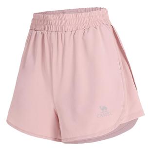 骆驼速干运动短裤女夏季宽松透气三分裤黑色跑步健身裤训练瑜伽裤