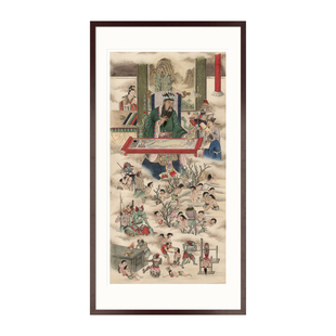 工笔神仙人物画像十殿阎王二殿楚江王佛堂法事供奉中式卷轴挂画框