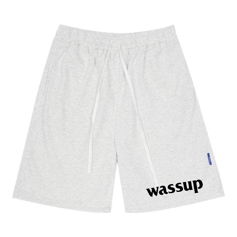 WASSUP美式简约字母运动休闲短裤