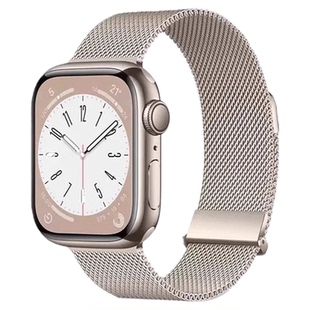 匠戴米兰尼斯苹果手表表带iwatch适用s11女款s10applewatch新款series男S磁吸9高级se金属ultra透气3女士腕带