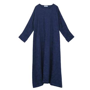 自制！高级韵味亚麻提花袍子连衣裙原创 显瘦宽松文艺长袍秋款女