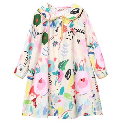 知了童装宽松娃娃裙全棉印花儿童