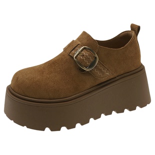 小个子7cm厚底勃肯鞋女春季2026新款全包一脚蹬懒人增高乐福单鞋