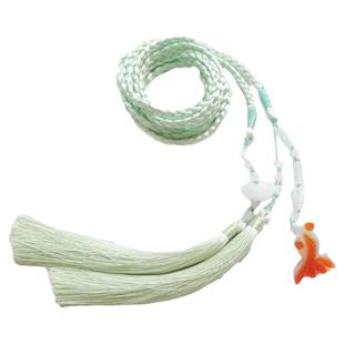 浮碧原创古风宫绦腰带浅绿圆领道袍腰带汉服明制玛瑙金鱼腰坠配饰