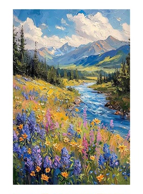 白鹿艺术纯手绘油画印象派风景画