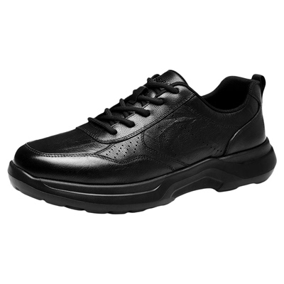 海澜之家黑色皮面真皮加绒男鞋