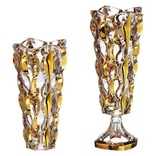 捷克进口BOHEMIA水晶玻璃手工描金水培养客厅装饰摆件富贵竹花瓶