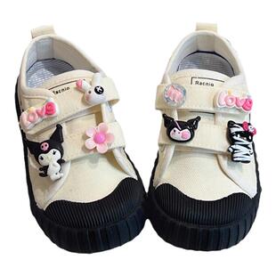 女童鞋子魔术贴布鞋幼儿园宝宝室内鞋儿童软底防滑入园帆布鞋轻便