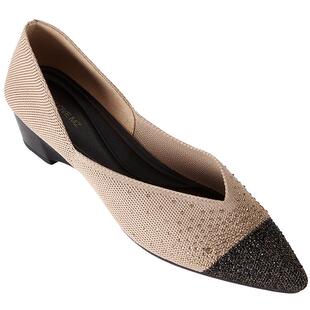 MALOVE MZ女鞋2026新款3.7cm坡跟香风满天星水晶尖头单鞋女工作鞋