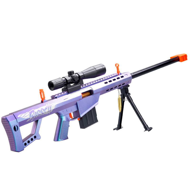 巴雷特抛壳软弹枪高倍镜狙击儿童仿真玩具枪模型男孩生日礼盒套装