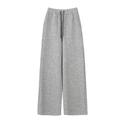 SEAWHEN海维恩极简风灰色阔腿裤女高腰软糯垂坠感显瘦直筒休闲裤