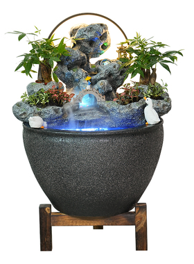 古法养鱼循环水流水摆件