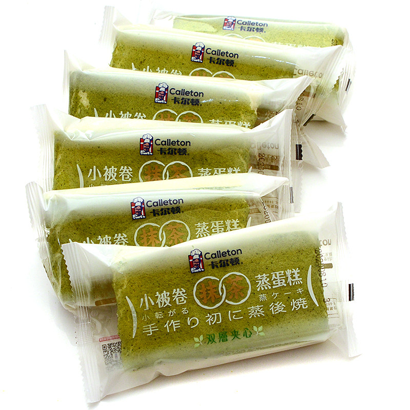 卡尔顿小被卷毛巾卷抹茶味蒸蛋糕4斤整箱 网红夹心儿童早餐糕点心