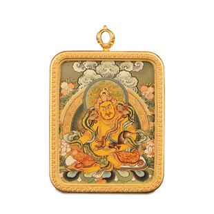 唐卡吊坠西藏黄财神黑财神五爷佛牌护身符扎基拉姆绿度母藏式项链