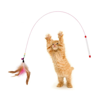 逗猫棒猫咪玩具自嗨解闷幼猫钢丝长杆羽毛小铃铛耐咬幼猫宠物玩具